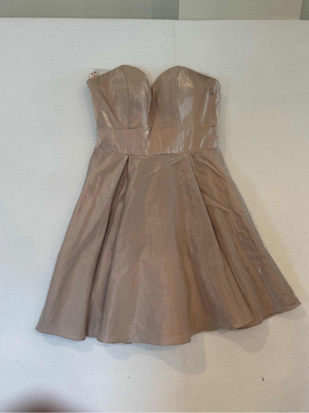 Lucci Lu Strapless Metallic Champagne Party Dress Size 6 Fit And Flare